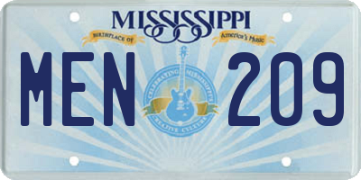 MS license plate MEN209