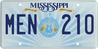 MS license plate MEN210