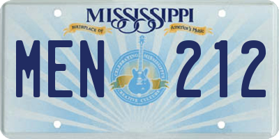 MS license plate MEN212