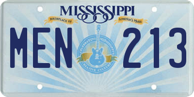MS license plate MEN213