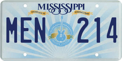 MS license plate MEN214