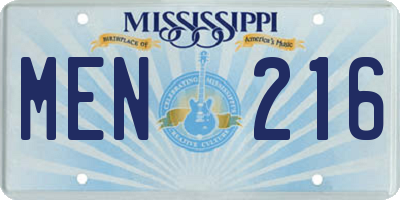 MS license plate MEN216