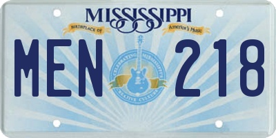 MS license plate MEN218
