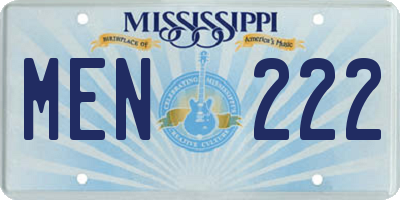 MS license plate MEN222