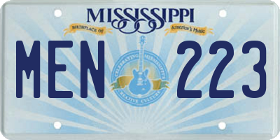 MS license plate MEN223
