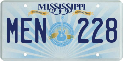 MS license plate MEN228