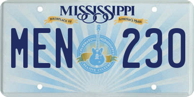 MS license plate MEN230