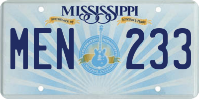 MS license plate MEN233
