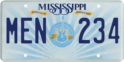 MS license plate MEN234