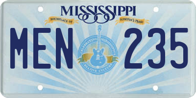 MS license plate MEN235