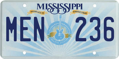 MS license plate MEN236