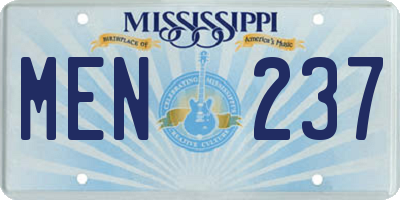 MS license plate MEN237