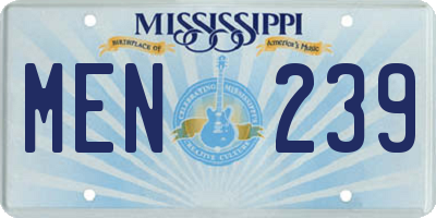 MS license plate MEN239