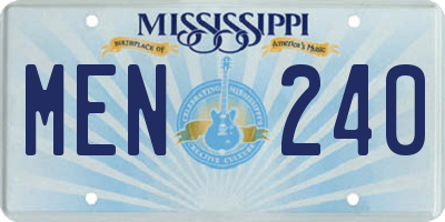 MS license plate MEN240