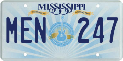 MS license plate MEN247