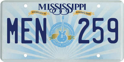 MS license plate MEN259