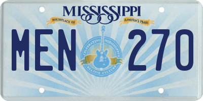 MS license plate MEN270