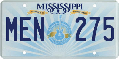 MS license plate MEN275