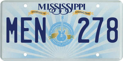 MS license plate MEN278