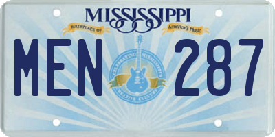 MS license plate MEN287
