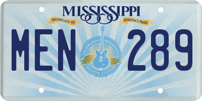 MS license plate MEN289