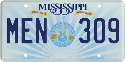 MS license plate MEN309