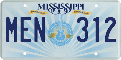 MS license plate MEN312