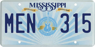 MS license plate MEN315