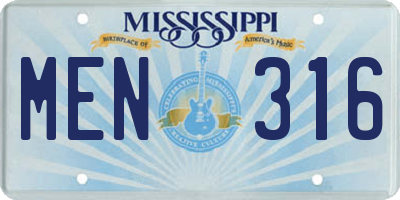 MS license plate MEN316