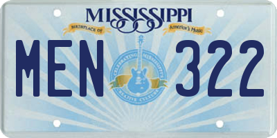 MS license plate MEN322