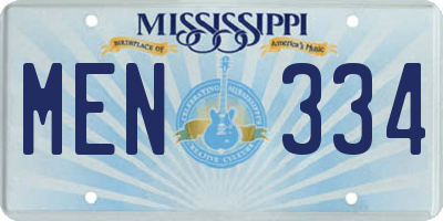 MS license plate MEN334