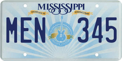 MS license plate MEN345