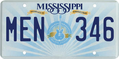 MS license plate MEN346