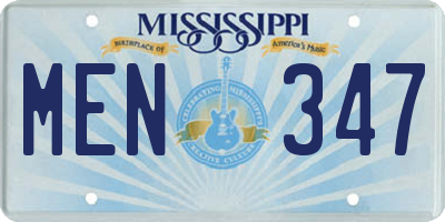 MS license plate MEN347
