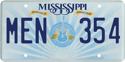 MS license plate MEN354