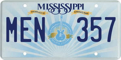 MS license plate MEN357