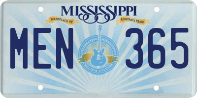MS license plate MEN365