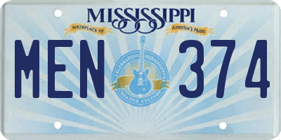 MS license plate MEN374