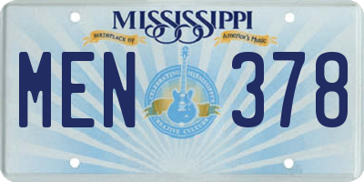 MS license plate MEN378