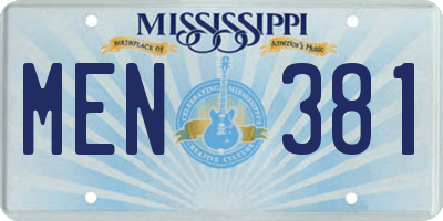 MS license plate MEN381