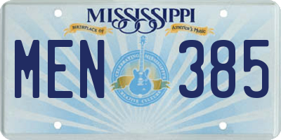 MS license plate MEN385