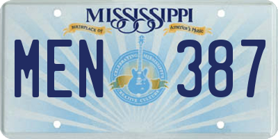 MS license plate MEN387