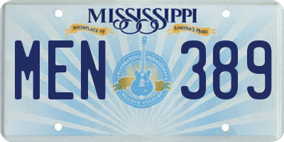 MS license plate MEN389