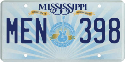 MS license plate MEN398
