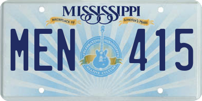 MS license plate MEN415