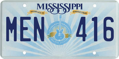 MS license plate MEN416