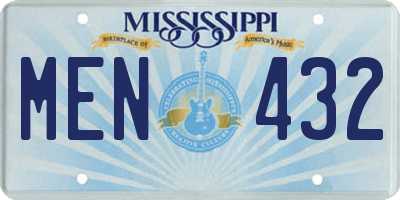 MS license plate MEN432