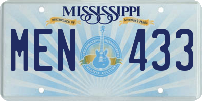 MS license plate MEN433