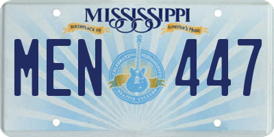 MS license plate MEN447