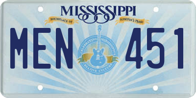MS license plate MEN451